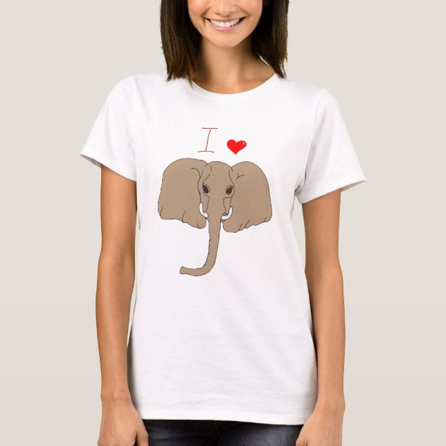 Cute I kärlek elefant dag T-Shirt (Framsida)