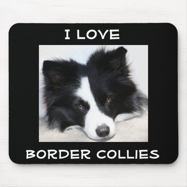 Cute i Kärlek-Gräns Collies Puppy Hund Mousepad Musmatta (Framsidan)