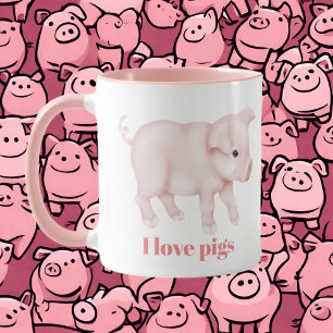 Cute I kärlek grisar lägger till monogrammeddeland Mugg