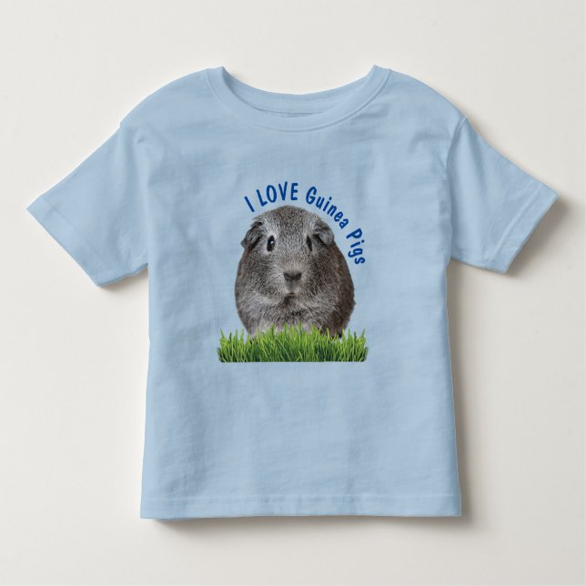 Cute I KÄRLEK Guinea Grisar Blue Anpassningsbar Te T Shirt (Framsida)