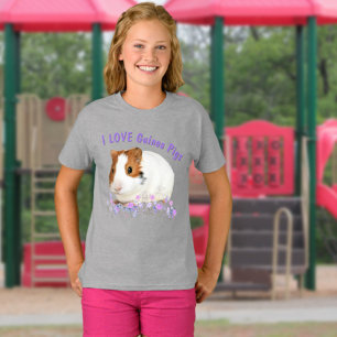 Cute I KÄRLEK Guinea Grisar Brown White Anpassning T Shirt