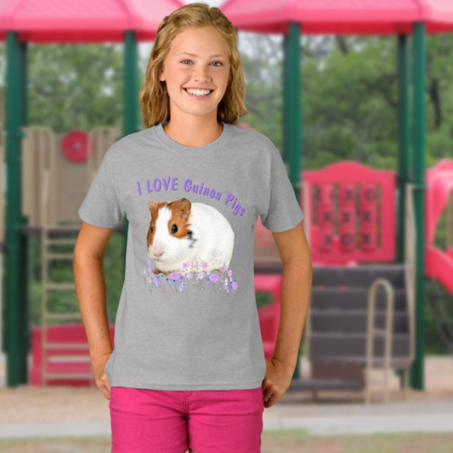Cute I KÄRLEK Guinea Grisar Brown White Anpassning T Shirt (Present a special gift with a personalized message, completely remove the text or keep it as is.)