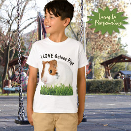 Cute I KÄRLEK Guinea Grisar Brown White Anpassning T Shirt