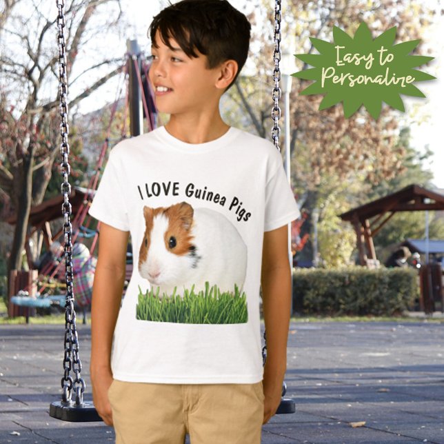 Cute I KÄRLEK Guinea Grisar Brown White Anpassning T Shirt (A sweet gift idea for the back to school or any special occasion.)