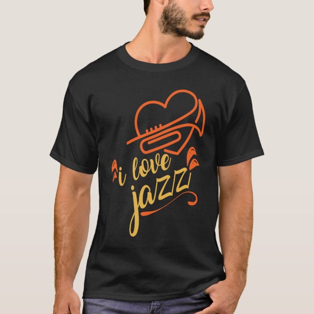 Cute I Kärlek Jazz Heart Trumpet Jazz Music T Shirt (Framsida)