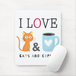Cute I Kärlek, katter och kaffevitt Musmatta