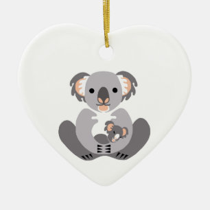 Cute I kärlek KOALAS-Marsupial-Grönten Julgransprydnad Keramik