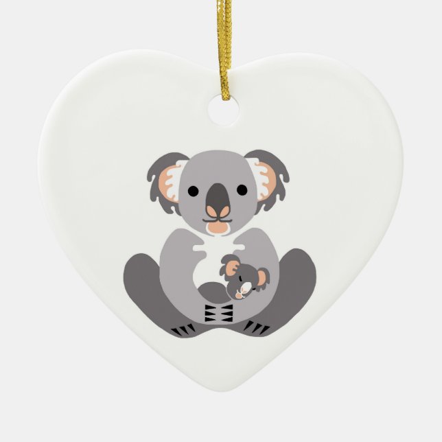 Cute I kärlek KOALAS-Marsupial-Grönten Julgransprydnad Keramik (Framsidan)