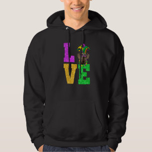 Cute I Kärlek Mardi Gras Dane Hund Puppy Hoodie