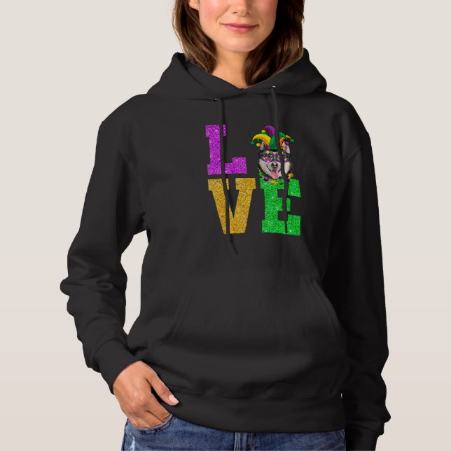 Cute I Kärlek Mardi Gras Siberian husky Hund Puppy T Shirt (Framsida)