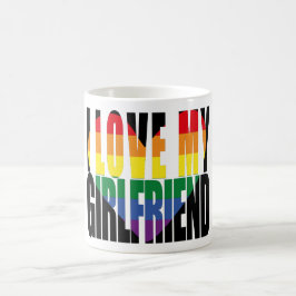 Cute I Kärlek min flickvän Rainbow Heart Kaffemugg