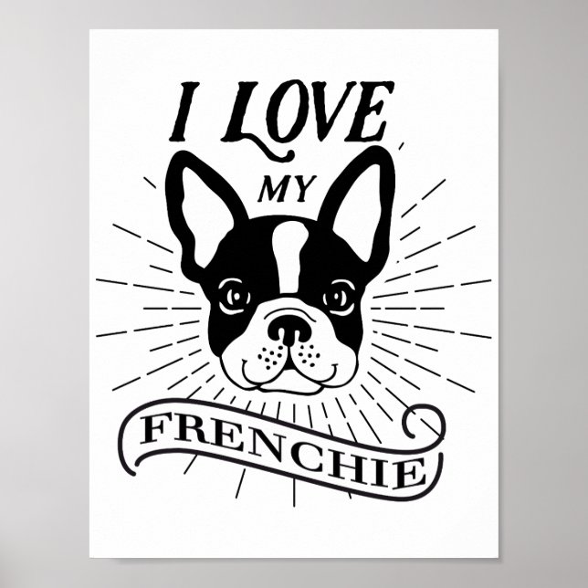 Cute I kärlek min Frenchie Poster (Framsidan)