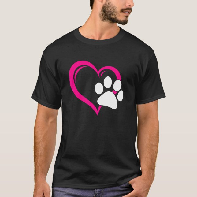 Cute I Kärlek min Hund Puppy Cat Tass Heart T Shirt (Framsida)