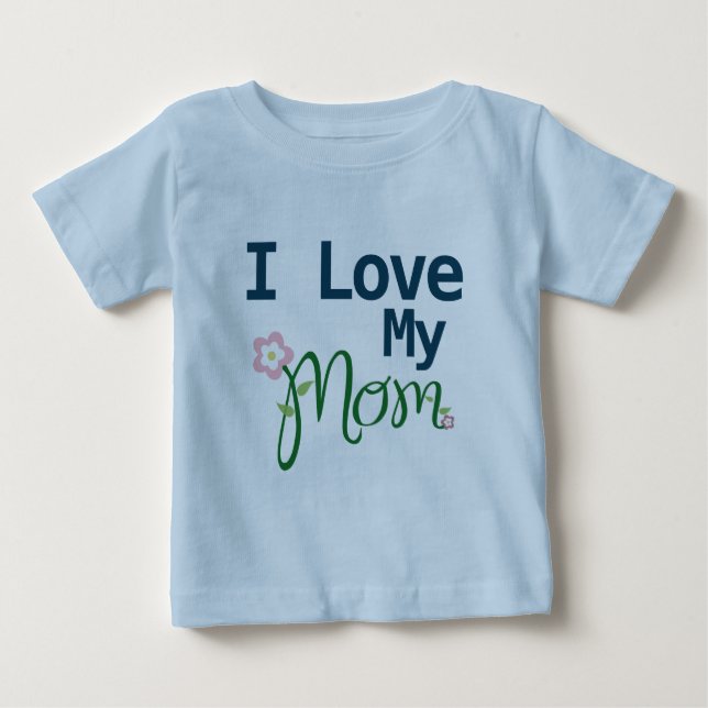 Cute I Kärlek Min Mamma Pojke Blue Baby T-Shirt (Framsida)