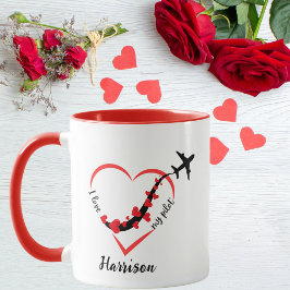 Cute I kärlek Min pilot, flygplan och hjärta, Alla Mugg