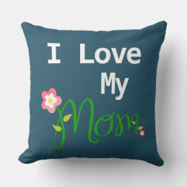 Cute I Kärlek Mitt Mamma Blue Flowwery Kudde