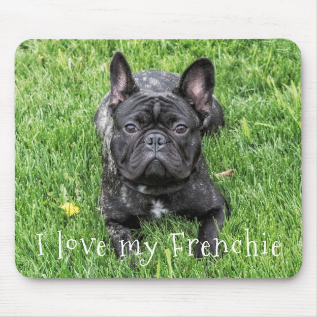 Cute " I Kärlek My Frenchie" Fransk Bulldog Photo Musmatta (Framsidan)