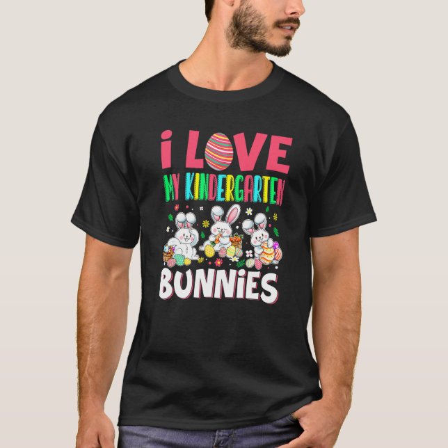 Cute I Kärlek My Kindergarten Bunnies Bunny Eggs E T Shirt (Framsida)