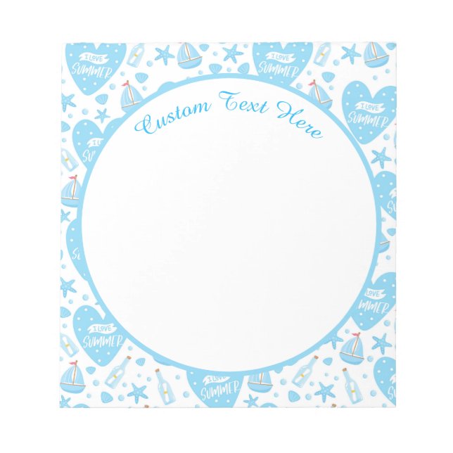 Cute I Kärlek, sommarblått hjärta Segelbåt Anteckningsblock (Framsida)