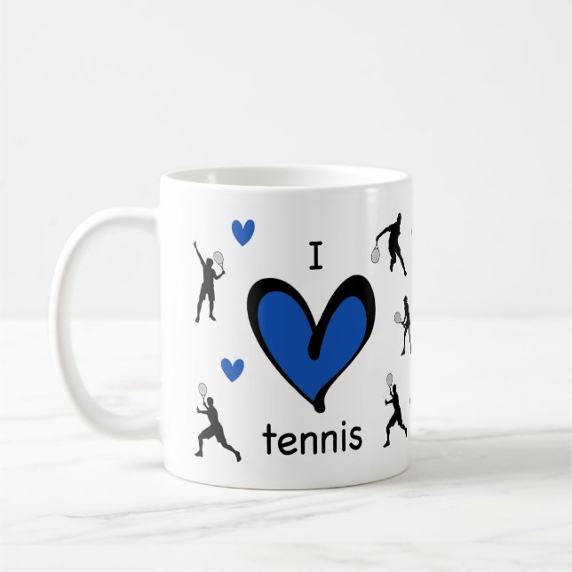 Cute I Kärlek Tennis Patterned Kaffemugg (Vänster)