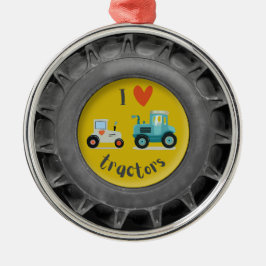 Cute i kärlek-traktorn däck småbarn-pojke Ornament