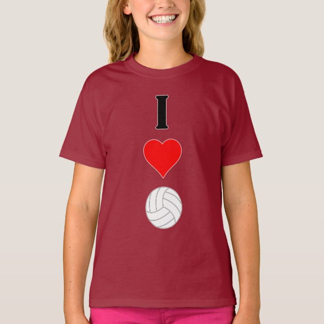 Cute I Kärlek Volleyball Football-stil Girls Jerse Tee Shirt (Framsida)