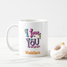 Cute I kärlek You Typography Anpassade Namn Kaffemugg