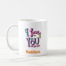 Cute I kärlek You Typography Anpassade Namn Kaffemugg