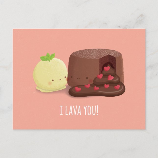 Cute I Lava You Funny Valentines day Pun Helg Vykort (Framsida)