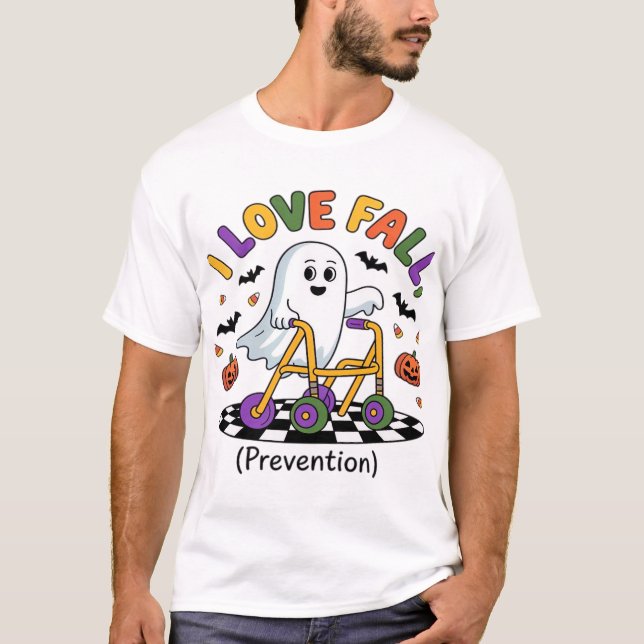 Cute I Love Fall Prevention Physical Therapy Ghost T Shirt (Framsida)
