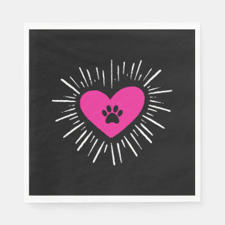 Cute I Love My Dog Puppy Cat Paw Heart Pappersservett