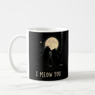 Cute 'I Meow You' Pun Svarta katter i Kärlek Kaffemugg