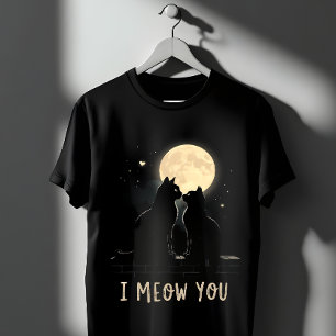 Cute 'I Meow You' Pun Svarta katter i Kärlek T Shirt