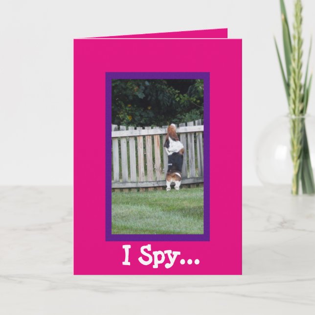 Cute "I Spy"-födelsedagskort med Basset Hound Kort (Framsida)