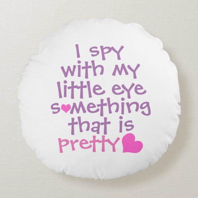 Cute *I Spy* Pink  Rund Kudde (Framsidan)