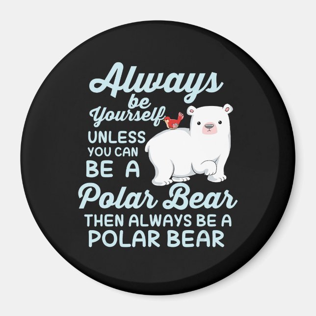 Cute Ice Bear A Polar Bear Älskare Magnet (Framsidan)
