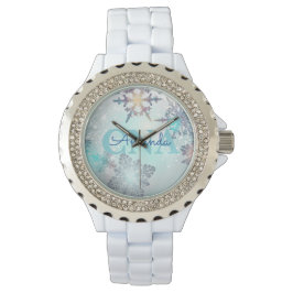 Cute Ice Blue Snowflake Personlig Namn CNA Armbandsur