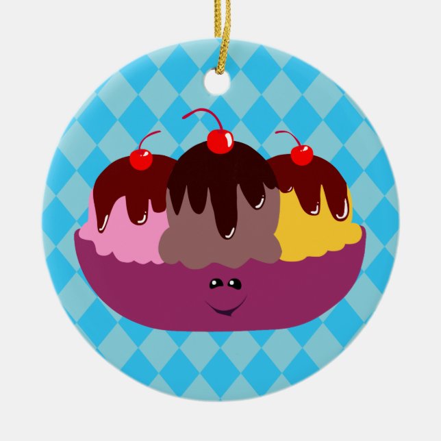 Cute Ice Cream Bowl Julgransprydnad Keramik (Framsidan)