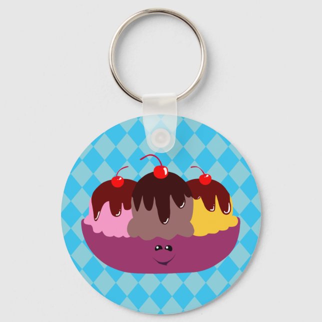 Cute Ice Cream Bowl Nyckelring (Framsida)
