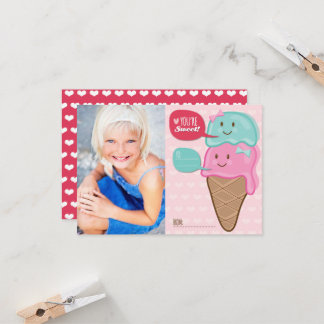 Cute Ice Cream Classroom Kids Valentine Photo Inbjudningar