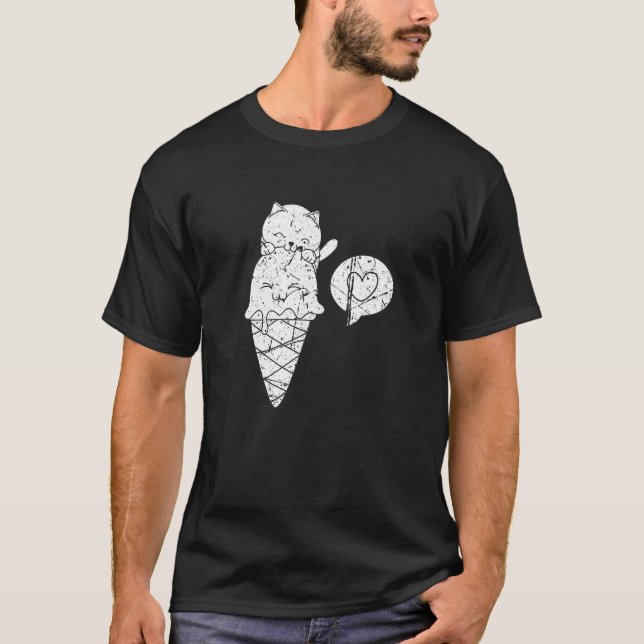 Cute Ice Cream Cone Cat Dessert Gelato T Shirt (Framsida)