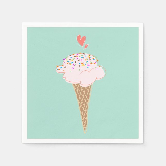 Cute Ice Cream Cone Pappersservett (Framsidan)