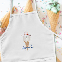 Cute Ice Cream Cone Snögubbe Kids Apron