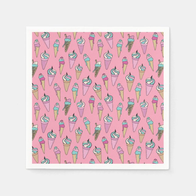 Cute Ice Cream Cone-ungar mönster Pappersservett (Framsidan)
