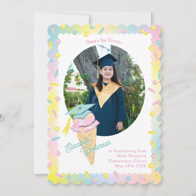 Cute Ice Cream Graduation Announcement Photo Inbjudningar (Framsida)