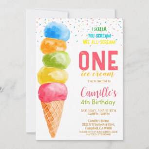Cute Ice Cream i alla åldrar Födelsedagsfest inbju Inbjudningar