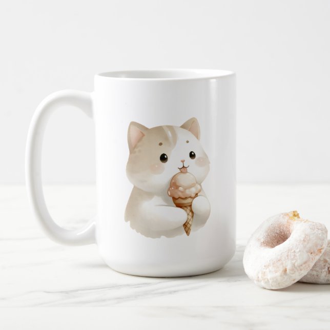 Cute Ice Cream Kattunge Kaffemugg (Med munk)
