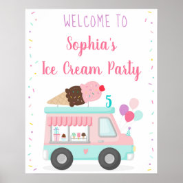 Cute Ice Cream Lastbil Birthday Välkommen Poster
