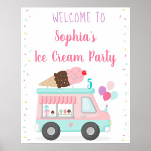 Cute Ice Cream Lastbil Birthday Välkommen Poster