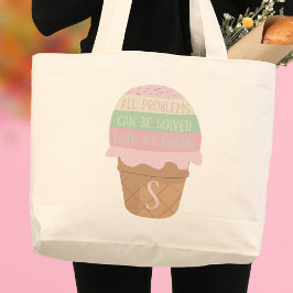 Cute Ice Cream Monogrammed Jumbo Tote Bag Tygkasse